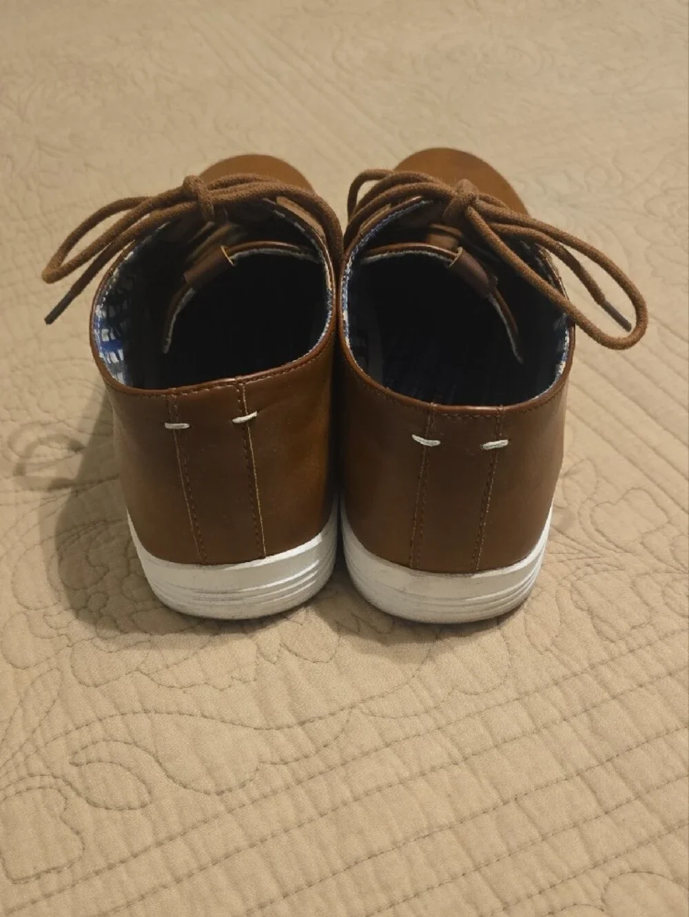 Ben Sherman Presley Oxford Cognac Tan Faux Leather Sneakers Shoes Size 10